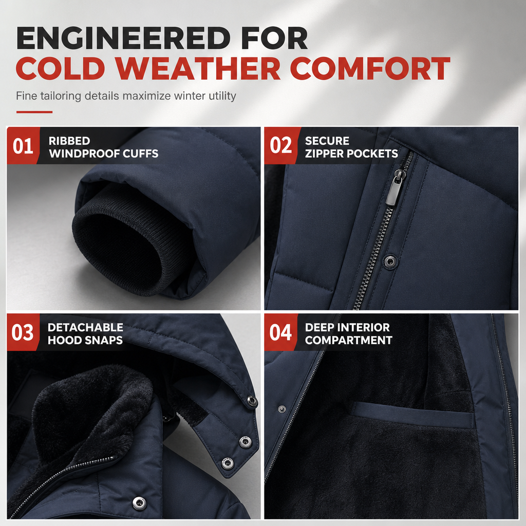 🖤Black Friday Sale:50% OFF🖤 ❄️ Men's Mid-Length Winter Padded Thickened Business Casual Cotton Coat for Middle-Aged Men