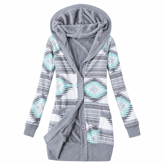 Women's Mid-Length Hooded Knit with Cotton Lining