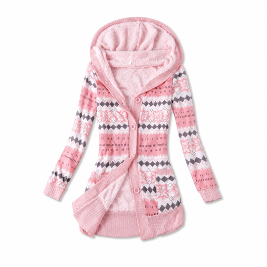 Women's Mid-Length Hooded Knit with Cotton Lining