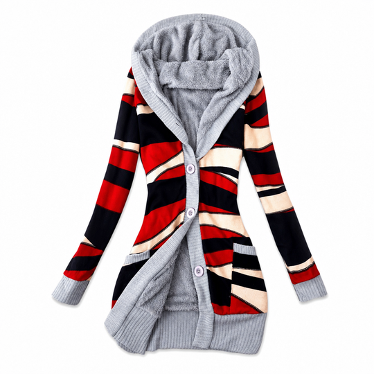 Women's Mid-Length Hooded Knit with Cotton Lining