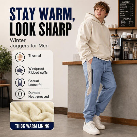 Men's Windproof Thermal Pants with Elastic Cuffs