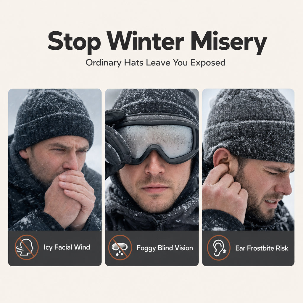 Windproof Winter Thermal Trapper Hat with Integrated Face Mask