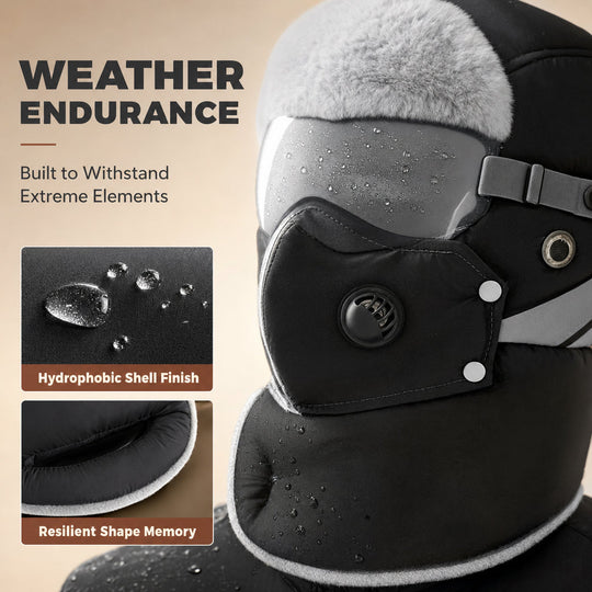 Windproof Winter Thermal Trapper Hat with Integrated Face Mask