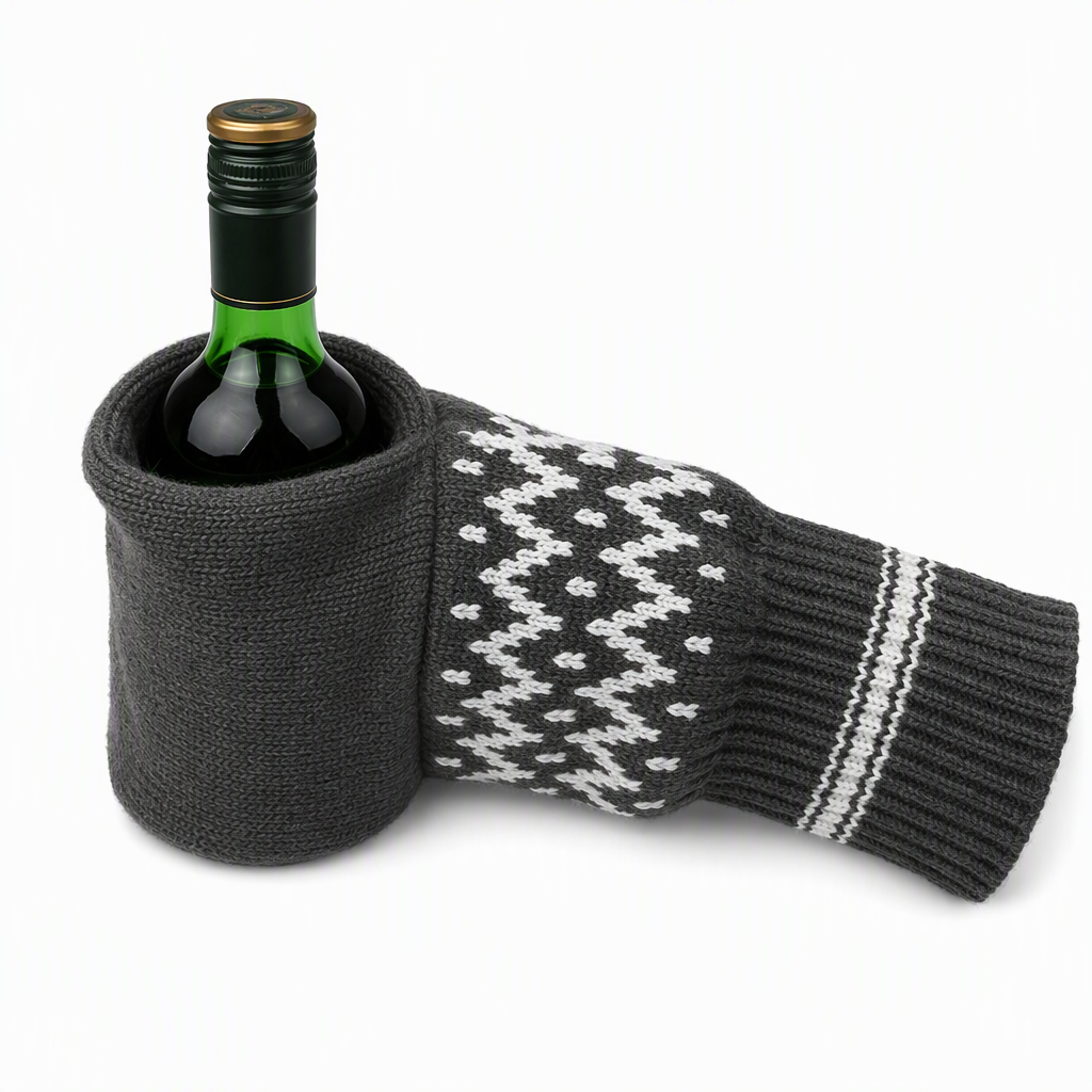 Knit Beer Mitt Drinking Glove for Holding Beer Bottles and Cans
