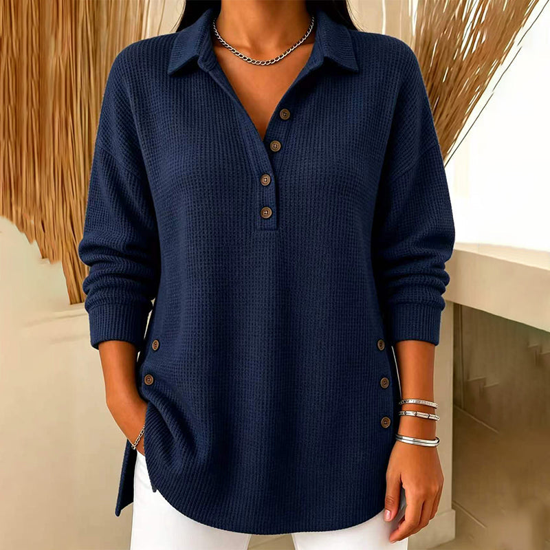 💖Black Friday Mega Deal – 50% off!💖 Women's Waffle Knit Long Sleeve Top ☁️