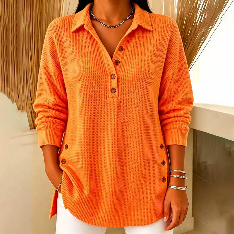 💖Black Friday Mega Deal – 50% off!💖 Women's Waffle Knit Long Sleeve Top ☁️