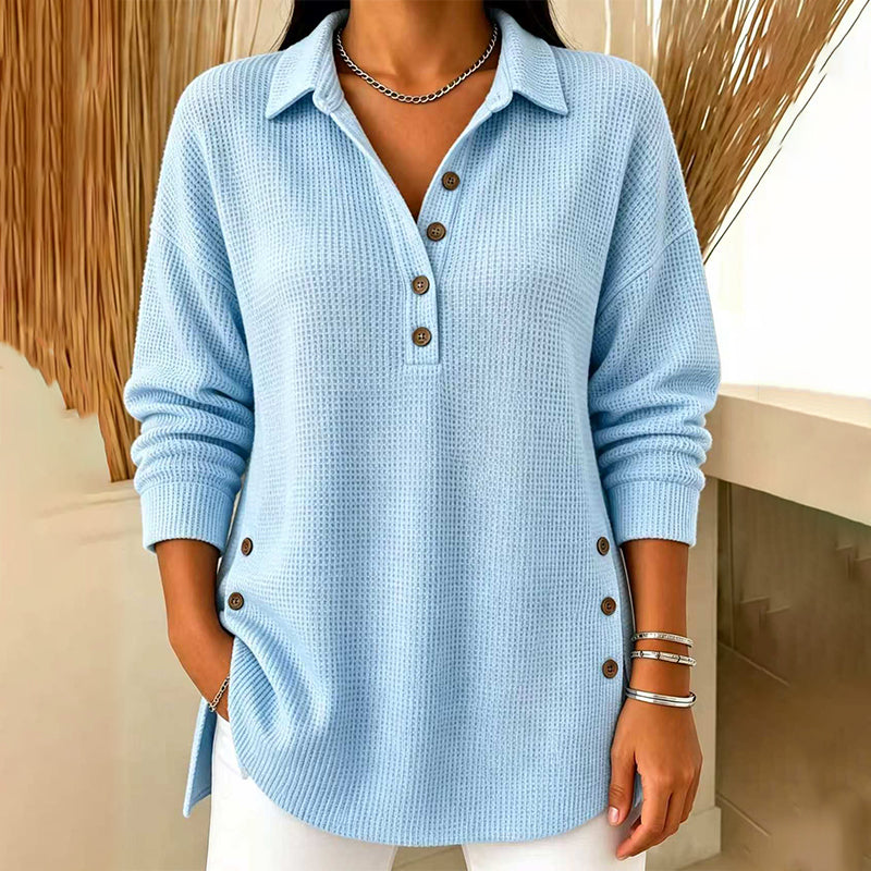 💖Black Friday Mega Deal – 50% off!💖 Women's Waffle Knit Long Sleeve Top ☁️