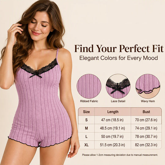 Women's Butterfly Back Lace Romper Pajamas