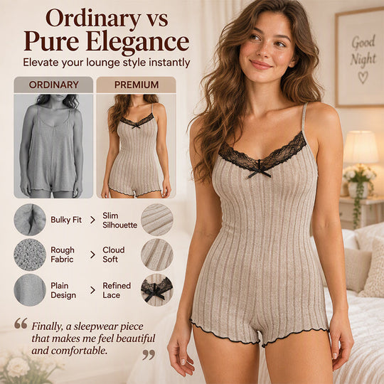 Women's Butterfly Back Lace Romper Pajamas