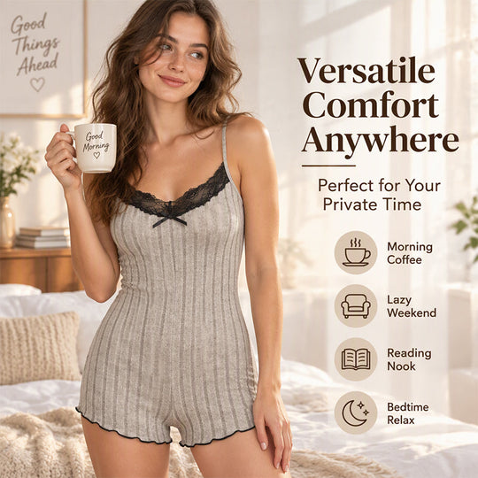 Women's Butterfly Back Lace Romper Pajamas