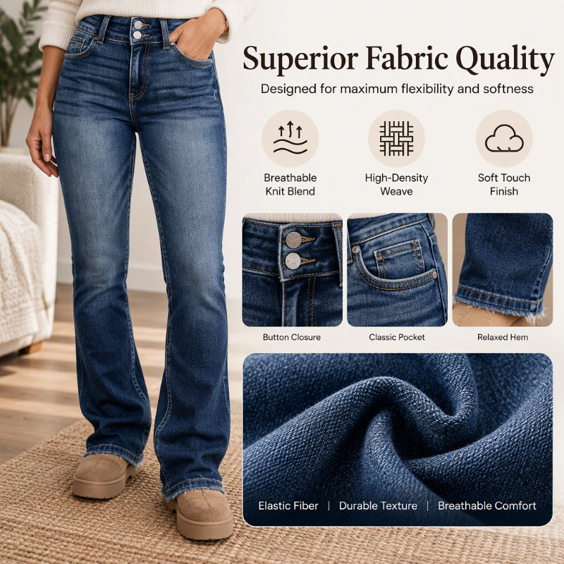 Women's Double-Button High-Waisted Bootcut Jeans