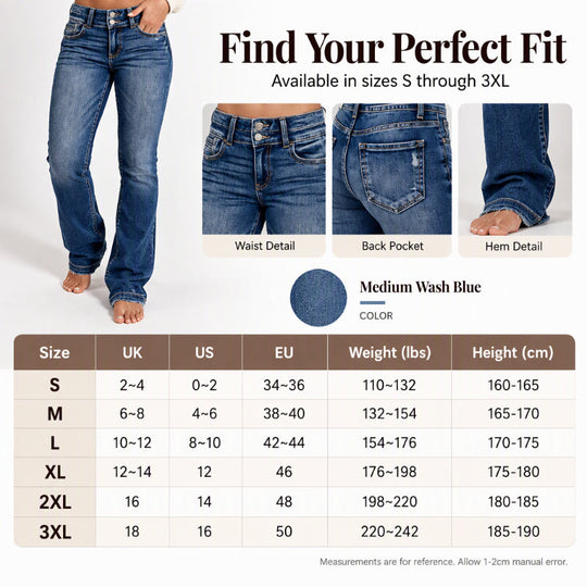 Women's Double-Button High-Waisted Bootcut Jeans