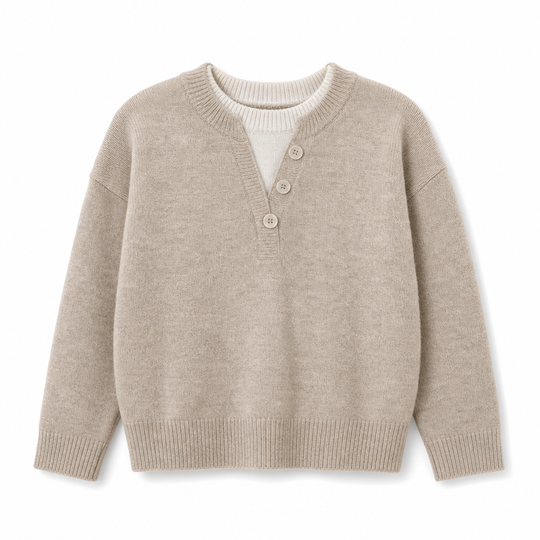 🌸Hot Sale 50% OFF💖Casual Mock Two Piece V Neck Knit Sweater with Button Details