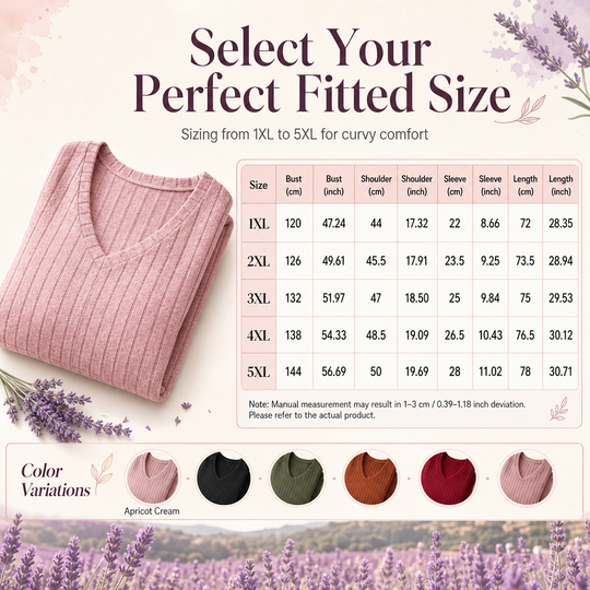 Women's Plus Size V Neck Long Sleeve Ribbed Brushed T-Shirt Loose Fit Solid Color Pullover Top