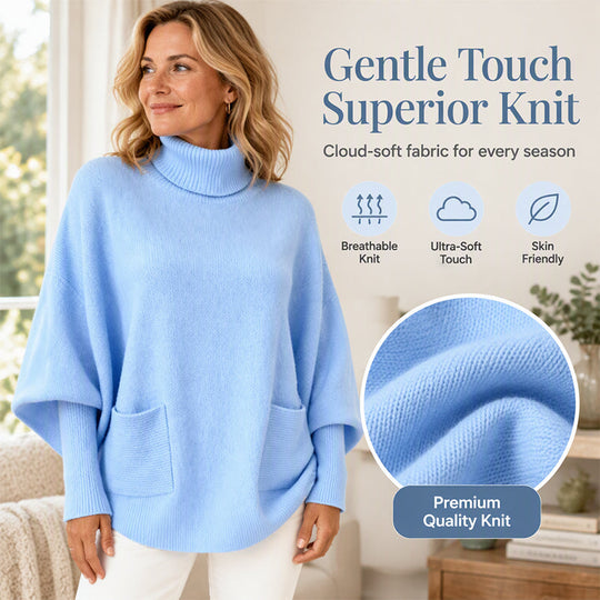🔥Limited time offer✨Women's Turtleneck Batwing Sleeve Knit Sweater