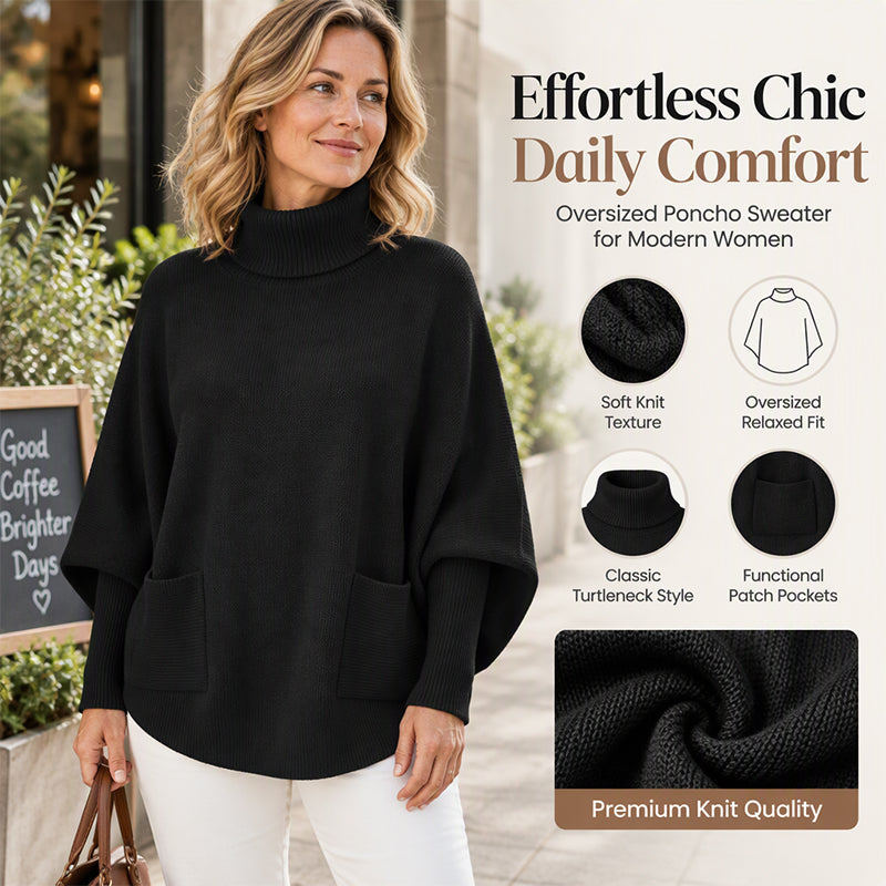 🔥Limited time offer✨Women's Turtleneck Batwing Sleeve Knit Sweater