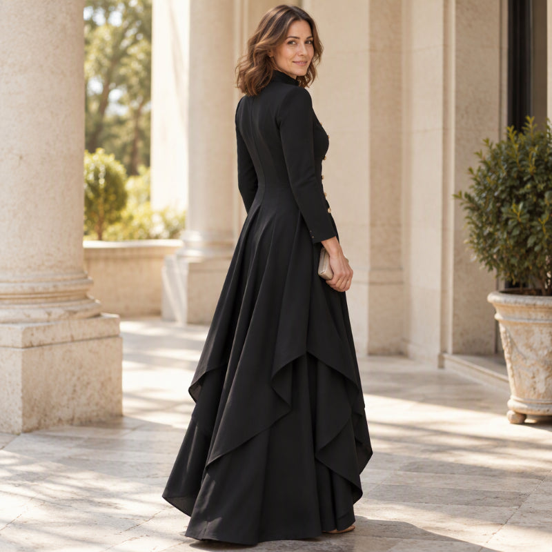 Women's Elegant Longline Coat and Wide-Leg Pants Set