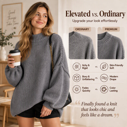 Women's Loose-Fit Mock Neck Knit Sweater