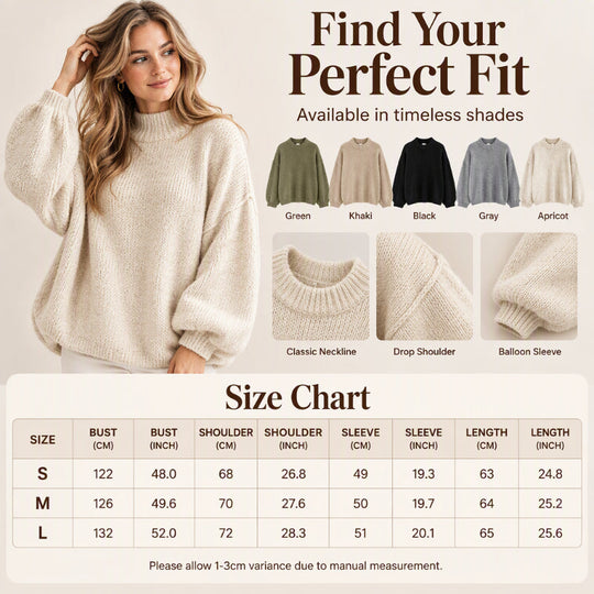 Women's Loose-Fit Mock Neck Knit Sweater