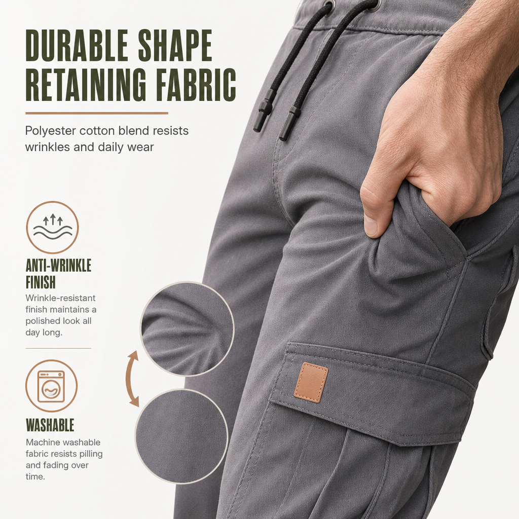 Men's Casual Solid Color Cargo Jogger Pants
