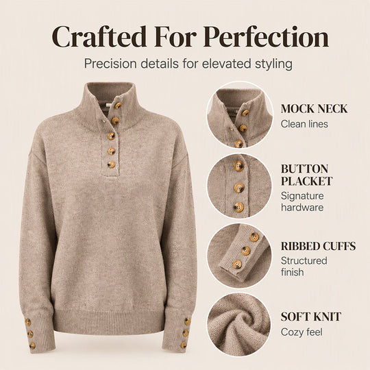 Women's Casual Stand Collar Knit Sweater