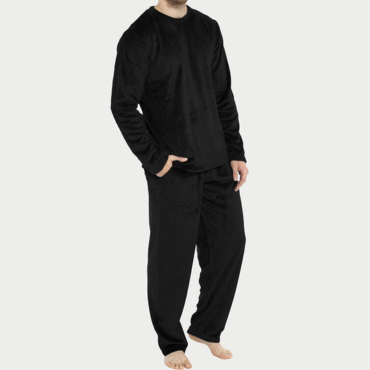 🌙 All-Night Warmth, Soft Velvet Feel | Men's Cozy Thermal Velvet Pajama Set