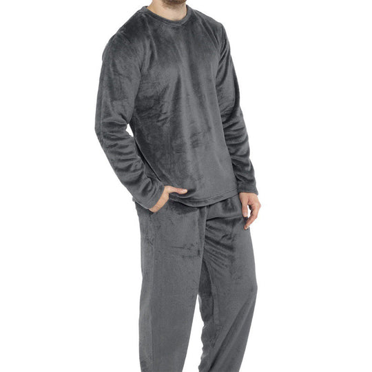 🌙 All-Night Warmth, Soft Velvet Feel | Men's Cozy Thermal Velvet Pajama Set