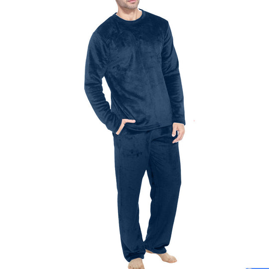 🌙 All-Night Warmth, Soft Velvet Feel | Men's Cozy Thermal Velvet Pajama Set