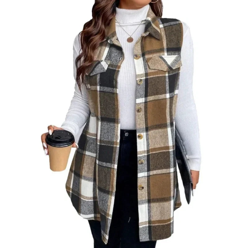 ⏰ Seasonal changeover sale: 50% off – quality at half the price! ✨Women's Plaid Button Down Vest Shirt with Pockets
