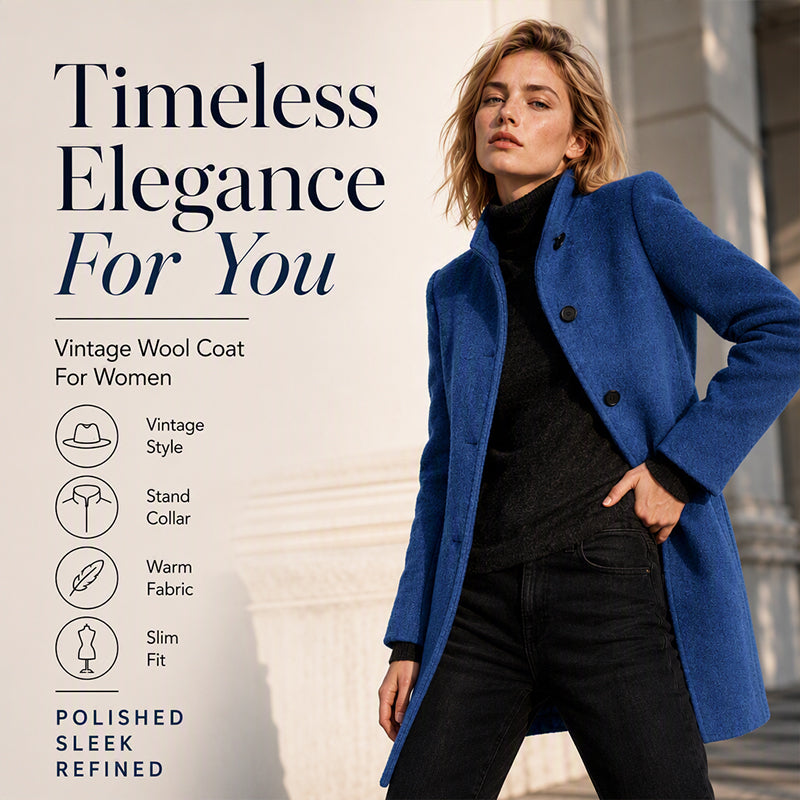 🧥 Timeless Charm, Warm Structured Elegance | Women's Vintage Stand Collar Woolen Coat