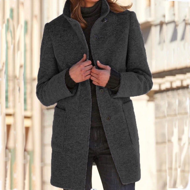 🧥 Timeless Charm, Warm Structured Elegance | Women's Vintage Stand Collar Woolen Coat
