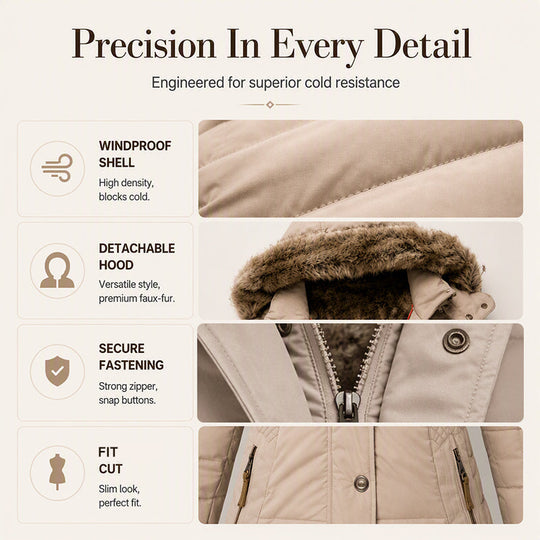 🧥 Women's Slim-Fit Hooded Padded Jacket ✨ – 50% OFF | Free Shipping 🚚 | 30-Day Money-Back Guarantee