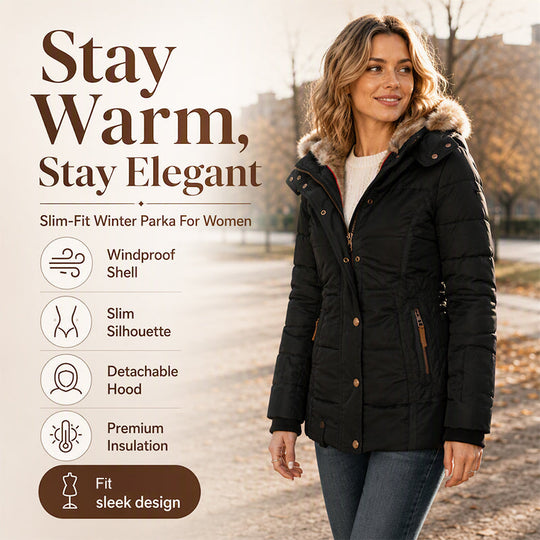 🧥 Women's Slim-Fit Hooded Padded Jacket ✨ – 50% OFF | Free Shipping 🚚 | 30-Day Money-Back Guarantee