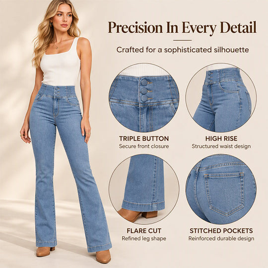 👖 Retro Flare Look, All-Day Stretch Comfort | Women's Elastic High-Waist Flare Jeans