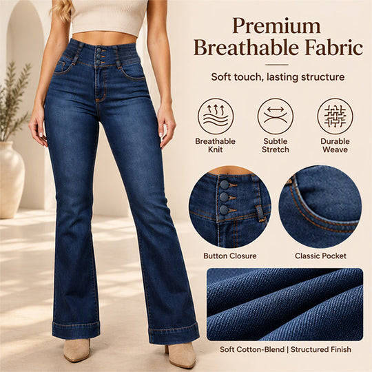 👖 Retro Flare Look, All-Day Stretch Comfort | Women's Elastic High-Waist Flare Jeans