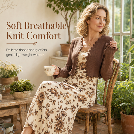 🌷 Vintage Floral Slip Dress, Cropped Ribbed Knit Cardigan | Women's 2-Piece Outfit Set