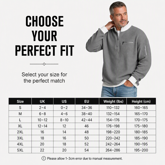 Men's Casual Waffle Quarter Zip Sweatshirt