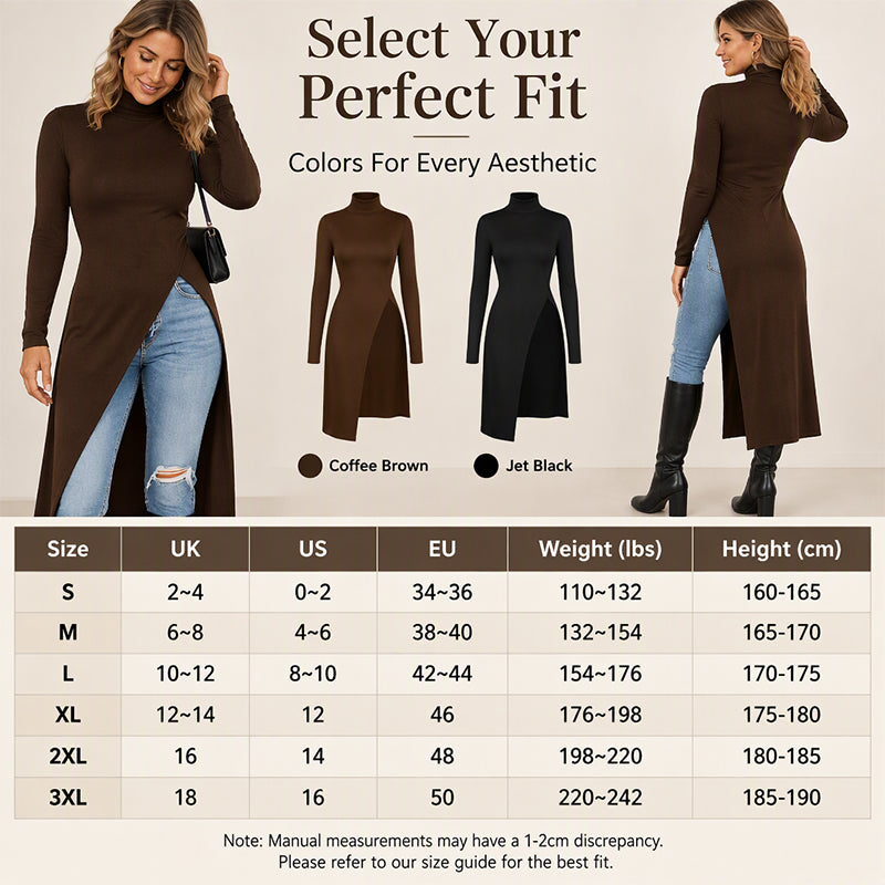 Women's Turtleneck High Split Knit Tunic