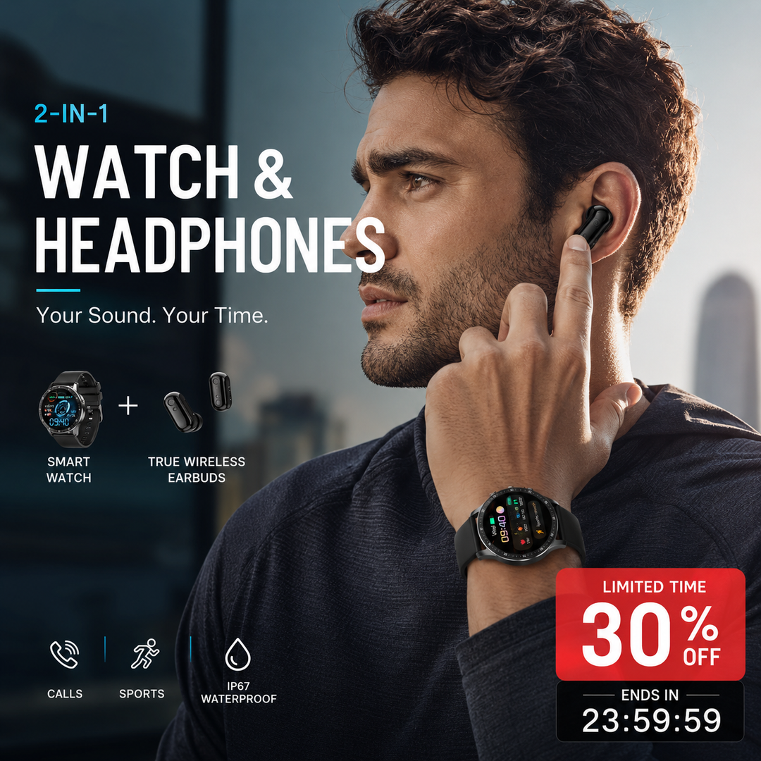 ⌚ 49% OFF NOW! 🎧 2-in-1 Smartwatch with Wireless Earbuds – Music, Calls & Fitness All in One 📱