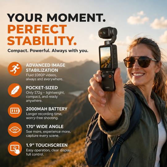 🥳2026 HOT SALE🥳💞50K+ SOLD!📸🖐️ 50% OFF! Pocket Camera with Flip Screen – 1080P, 170° wide‑angle, anti‑shake. Lightweight, 2000mAh. Your travel buddy! ✨🎥